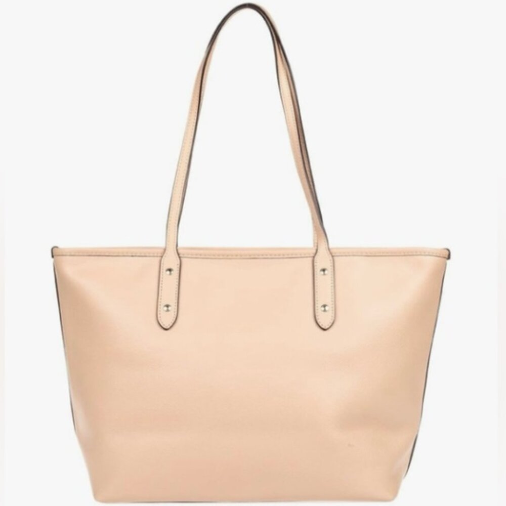 Coach F31254 City Zip Tote Glitter Shimmery Crossgrain Leather Handbag Beechwood - Picture 8 of 14